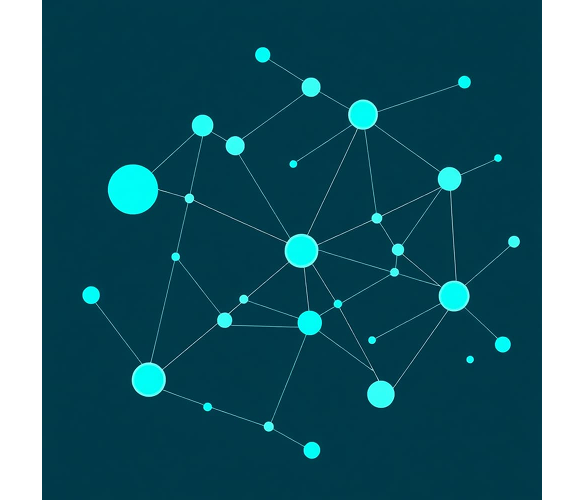 Strategic Consulting 1 abstract business strategy illustration with interconnected nodes data visualization teal and aqua color scheme modern corporate consulting graphic- Eyal Dror Consulting